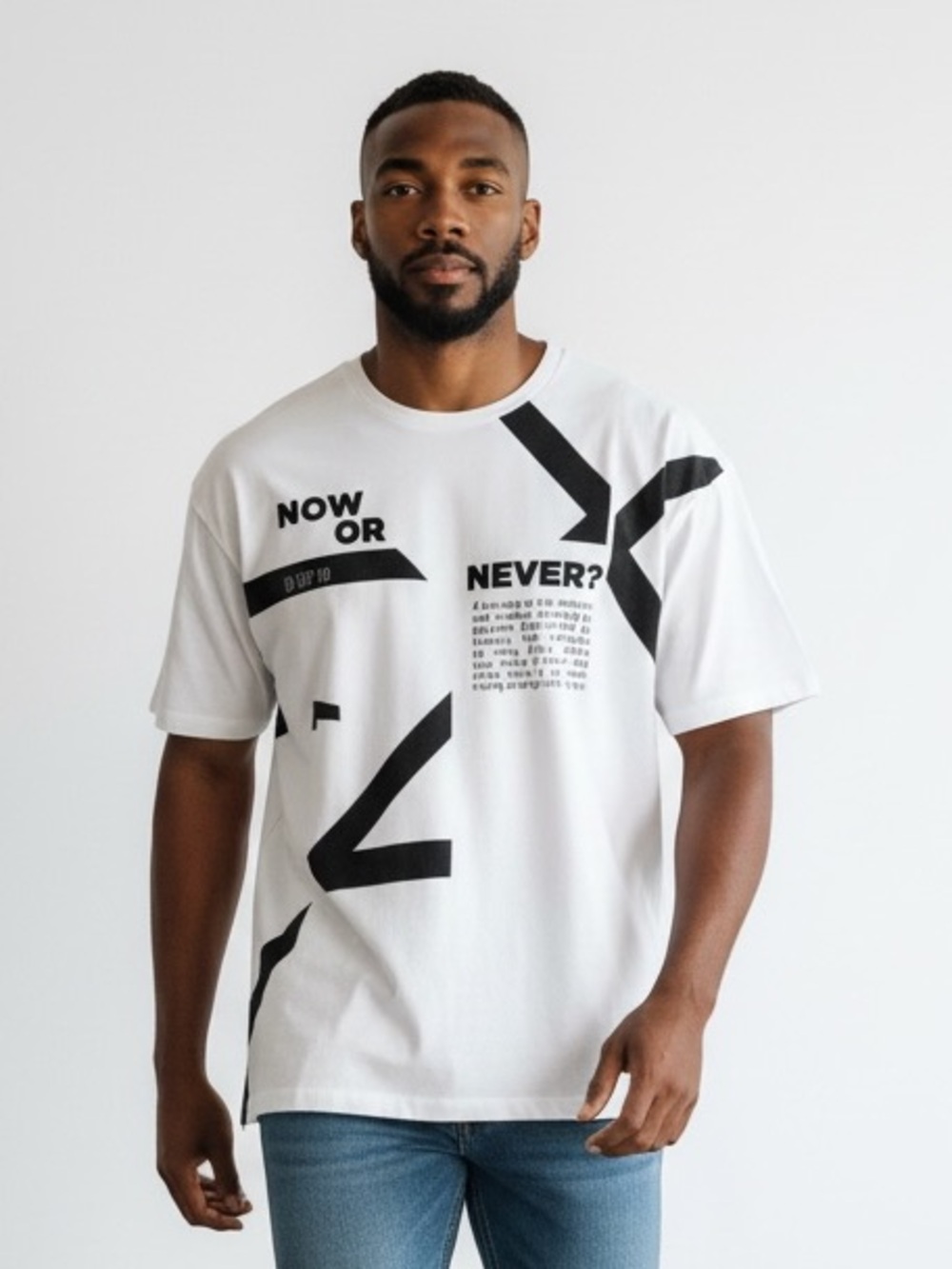 Black N Blanc Typography Print Crewneck Cotton Tee Size Xl